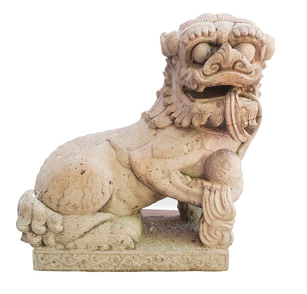 istock Stone Lion sculpture isolated on white background. 461066759