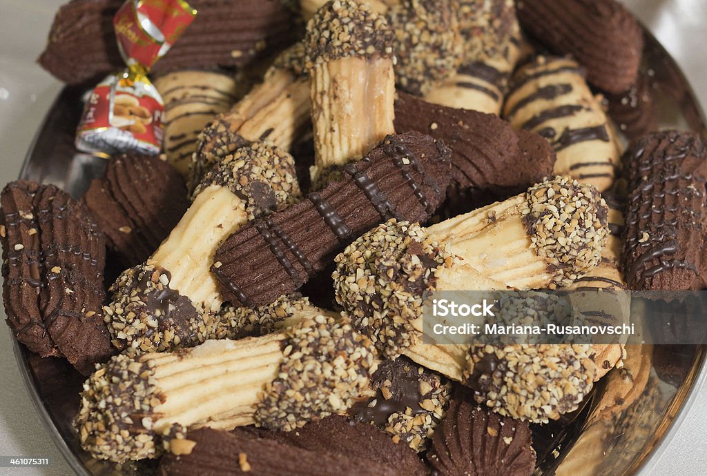 Festive Biscoitos com creme de chocolate - Foto de stock de Amontoamento royalty-free