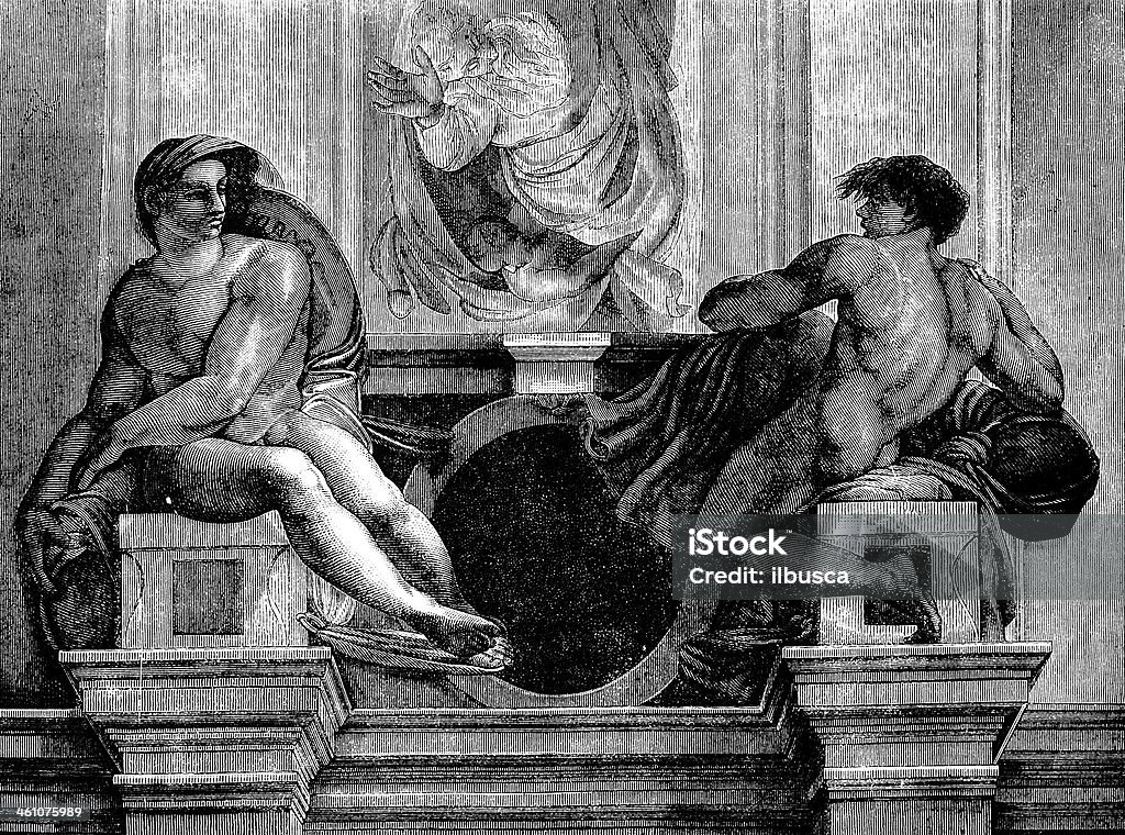 Michelangelo Naked homens - Ilustração de Adulto royalty-free