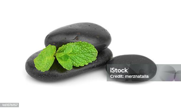 Fresh Mint On The Black Stones With Drops Stock Photo - Download Image Now - Aromatherapy, Balance, Beauty