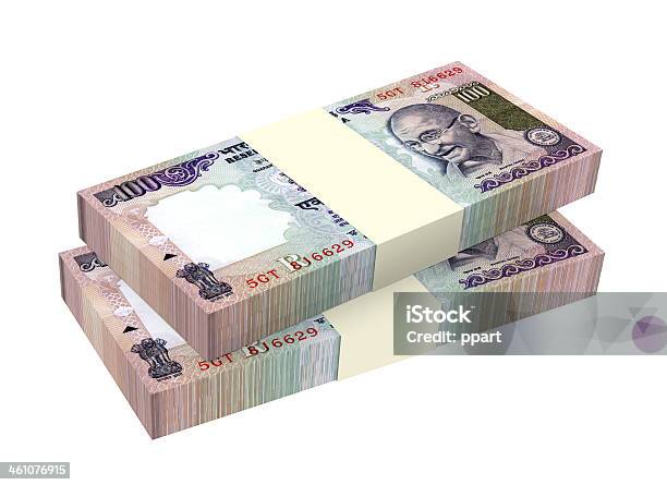 India Rupee Isolated On White Background Stock Photo - Download Image Now - Bank Deposit Slip, Bundle, Business