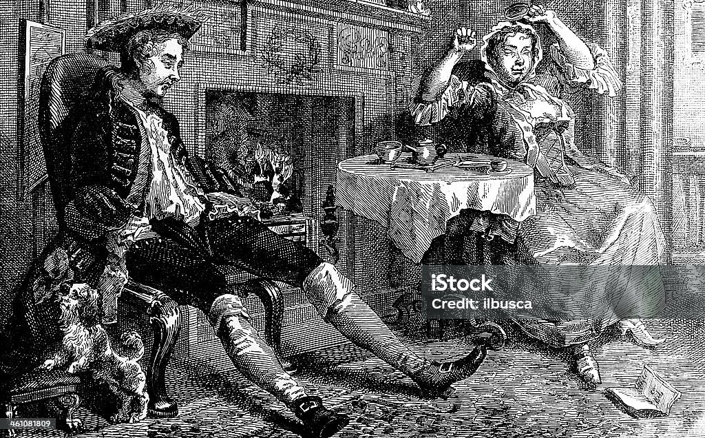 Couple by Hogarth 19th Century Style stock illustration