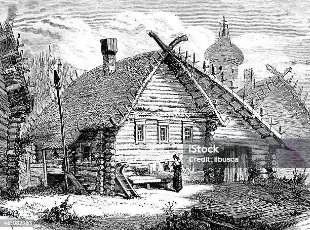 Traditional House In Russia Stock Illustration - Download Image Now - 19th Century Style, Aging Process, Antique