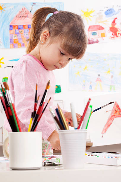 istock Little Girl Painting 461089787