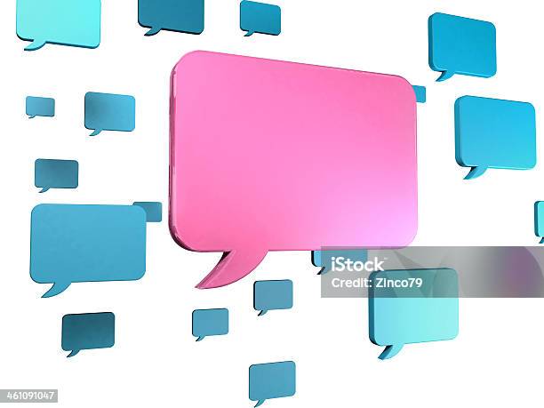 Group Of Clouds Chat With Two Colors Blue And Pink Stock Photo - Download Image Now