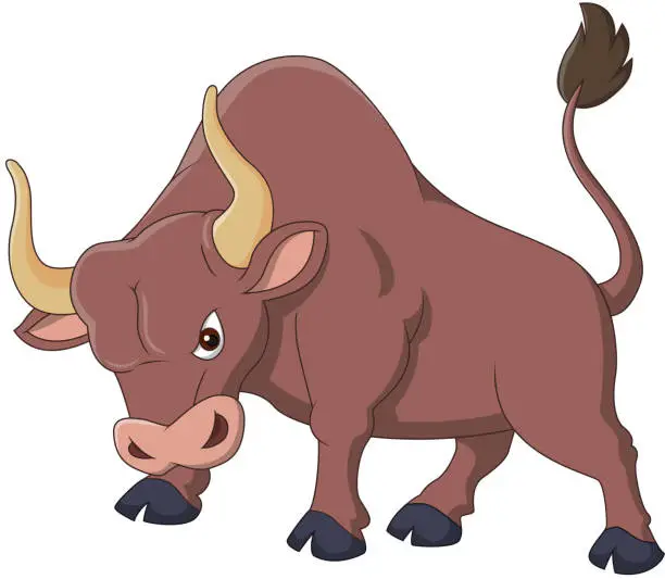 Vector illustration of Angry bull cartoon