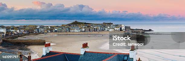 Dusk Overlooking St Ives Cornwall Stock Photo - Download Image Now - Coastal Feature, Coastline, Dusk