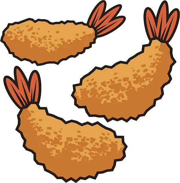 Vector illustration of Fried Shrimp