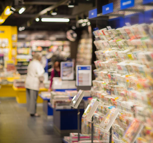 News Stand Senior on newspaper stand newspaper seller stock pictures, royalty-free photos & images