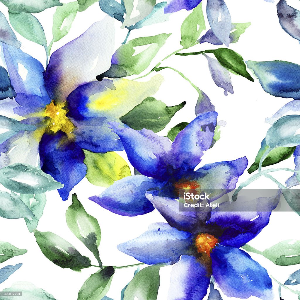 Seamless wallpaper with Summer flower Seamless wallpaper with Summer flower, watercolor illustration Backgrounds stock illustration