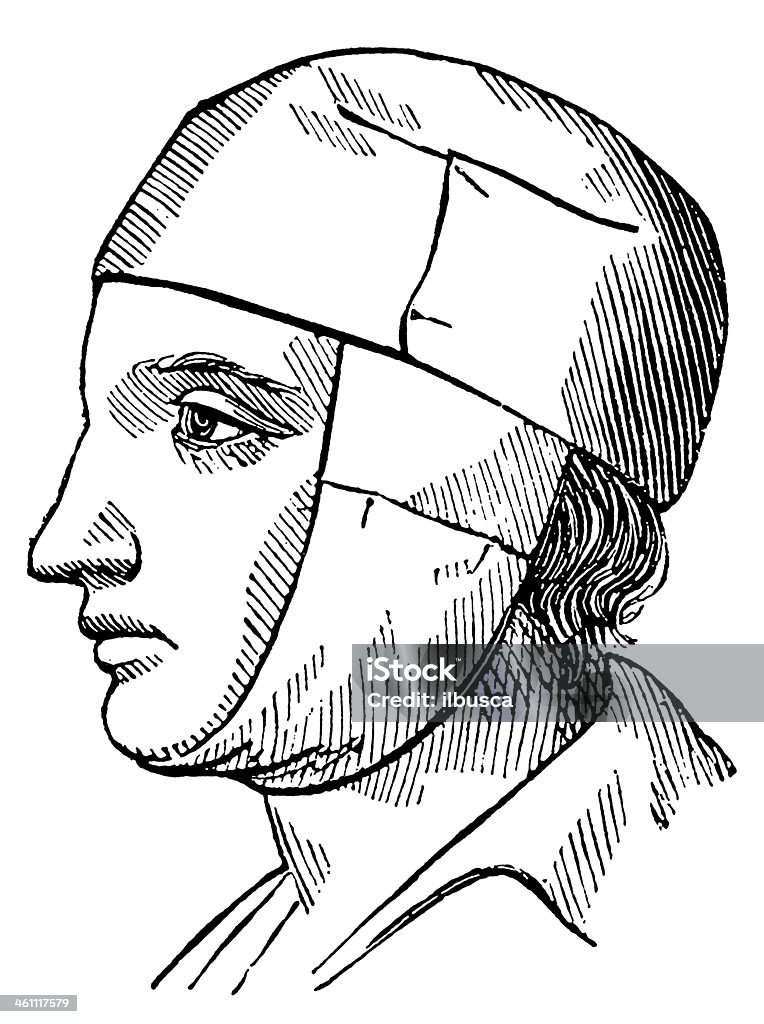 Head injury bandage 19th Century Style stock illustration