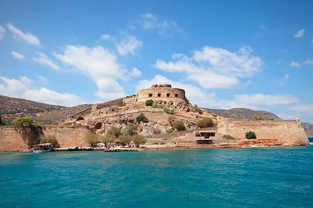 The former fortress and leper colony of Spinalonga on the Greek island of Crete. Made famous in the book "The Island" by Victoria Hislop. 