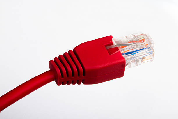 Red Ethernet cable stock photo