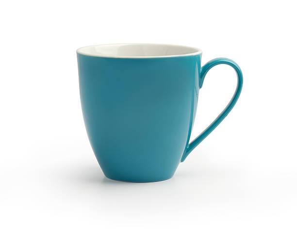 blu tazza isolato su sfondo bianco - isolated singolo oggetto foto e immagini stock