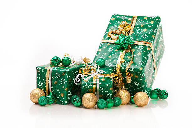 istock Gift boxes and christmas balls,Isolated on white 461151209