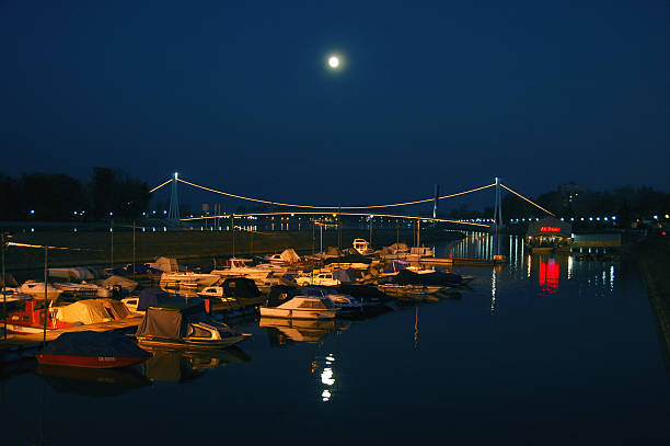 Bridge of Osijek Bridge of Osijek, Croatia with full moon osijek photos stock pictures, royalty-free photos & images
