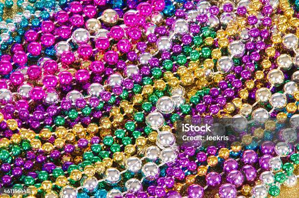 Mardi Gras Beads Background Stock Photo - Download Image Now - Backgrounds, Bead, Blue