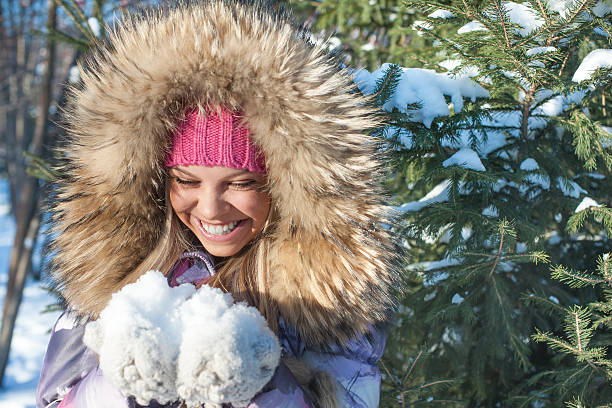 istock Happy girl in winter park 461159439