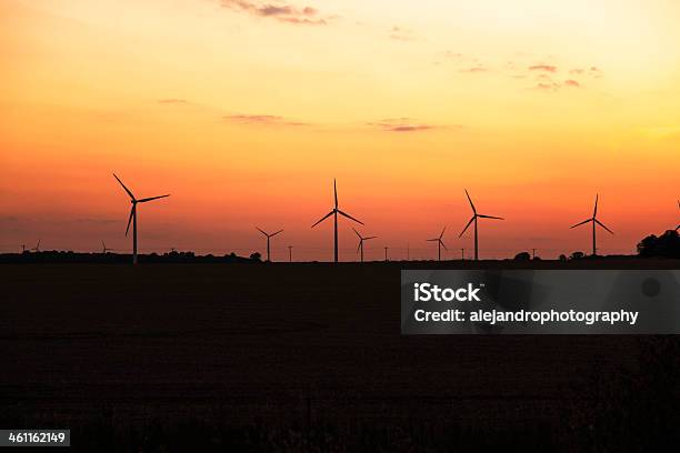 Wind Turbines Stock Photo - Download Image Now - Agricultural Field, Agriculture, Autumn