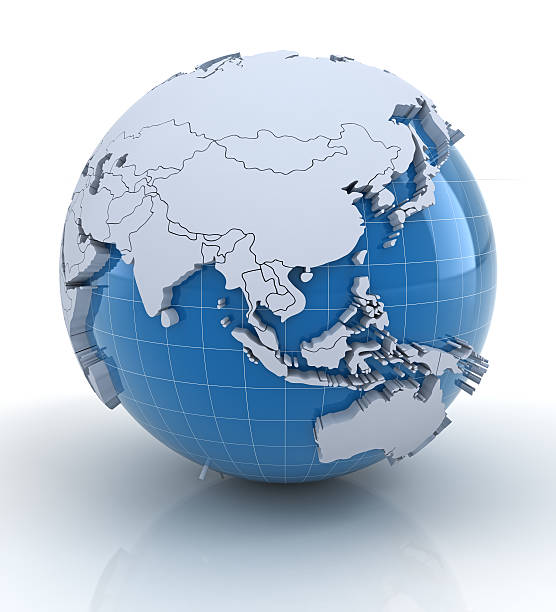 istock Globe with extruded continents and national borders, asia 461164853