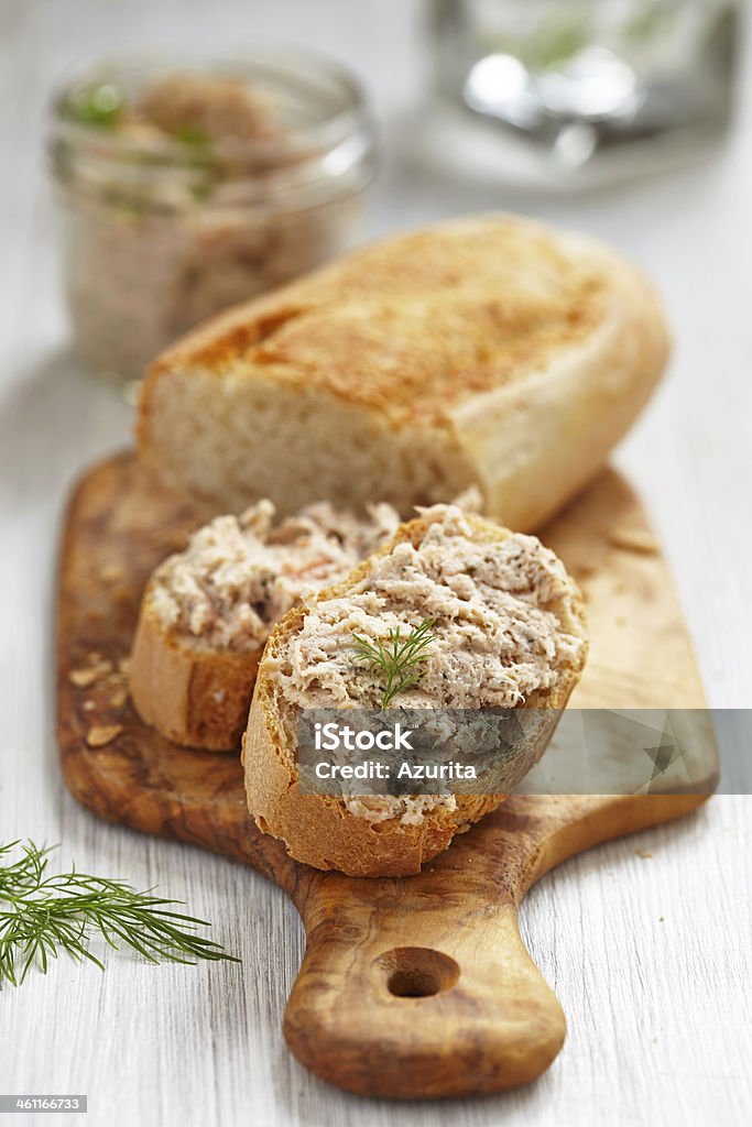 Salmon and soft cheese spread on bread Pate Stock Photo