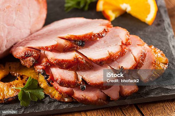 Traditional Sliced Honey Glazed Ham Stock Photo - Download Image Now - Ham, Christmas, Roasted