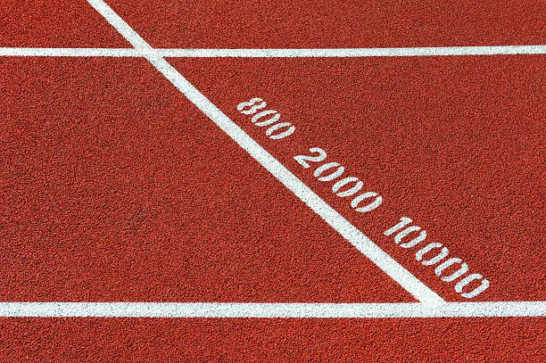 Running track, distance 800, 2000 and 10 000 meters. Stockholm Stadium/Stadion, runner friendly red rubber asphalt.