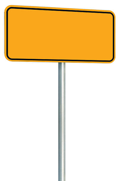 istock Blank Yellow Road Sign Isolated, Large Perspective Warning Copy Space 461188497