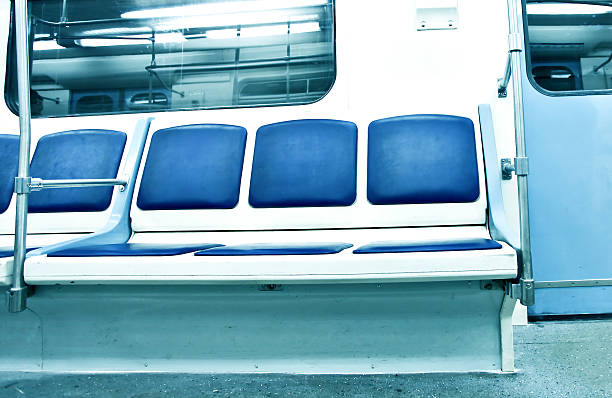 istock Contemporary light blue illuminated carriage interior with nobod 461190949