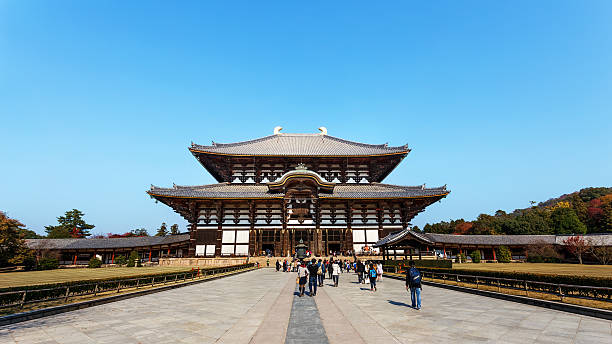 Nara, Japan - November 16 2013: Great Buddha Hall in Todaiji Temple houses the world's largest bronze statue of the Buddha Vairocana, known in Japanese simply as Daibutsu