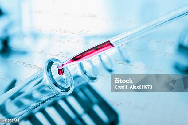 Est Tubes Closeup On Blue Backgroundmedical Glassware Stock Photo - Download Image Now