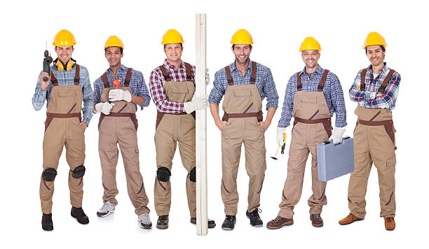 istock Group Of Workers With Equipment 461202615