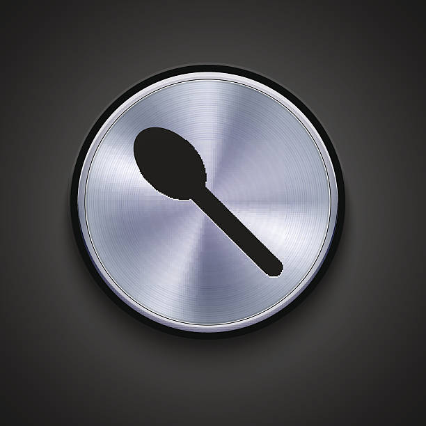 vektor metal-symbol auf grauem hintergrund.  eps10 - kitchen utensil instrument of measurement spoon isolated stock-grafiken, -clipart, -cartoons und -symbole