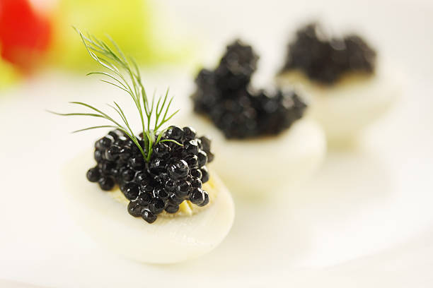 caviar on a egg stock photo