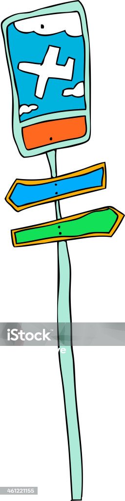 Guidepost Drawing Guidepost Stand On Stock Illustration - Download Image Now - Airplane ...