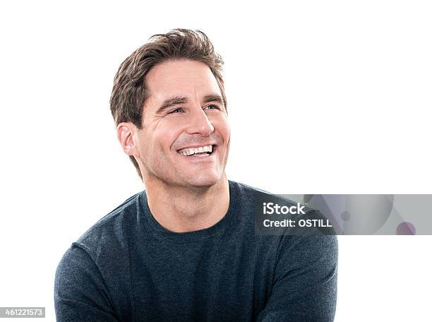 Portrait Of A Smiling Handsome Man In A Dark Tshirt Stock Photo - Download Image Now