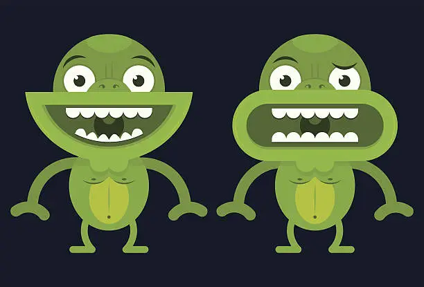 Vector illustration of Crazy green creature