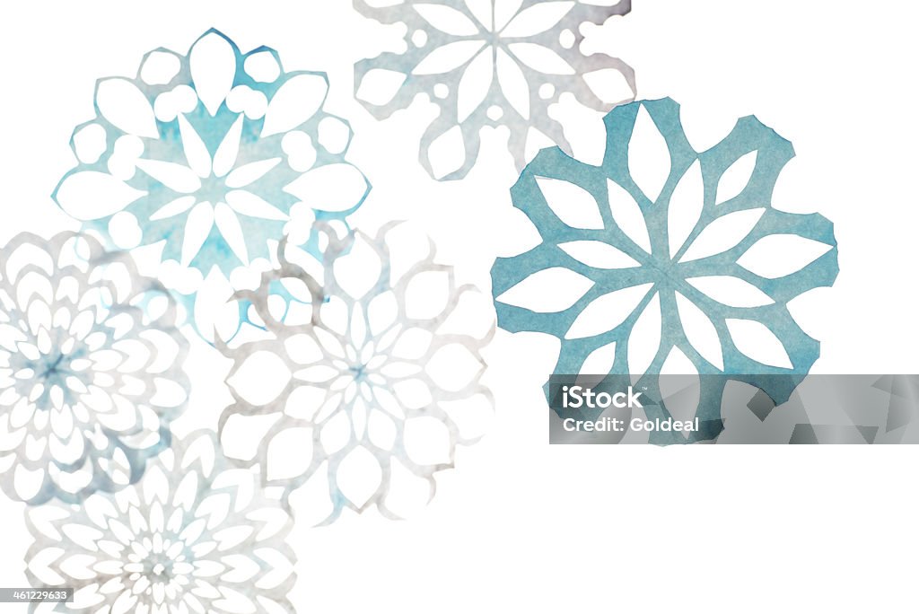 Snowflakes Winter snowflakes on white Watercolor Painting Stock Photo