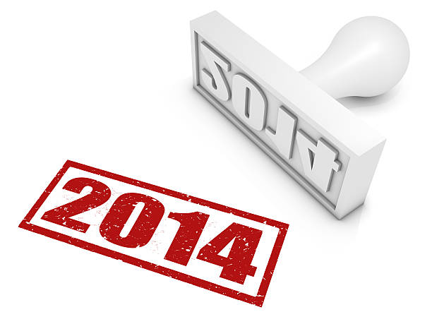 Year 2014 Rubber Stamp stock photo