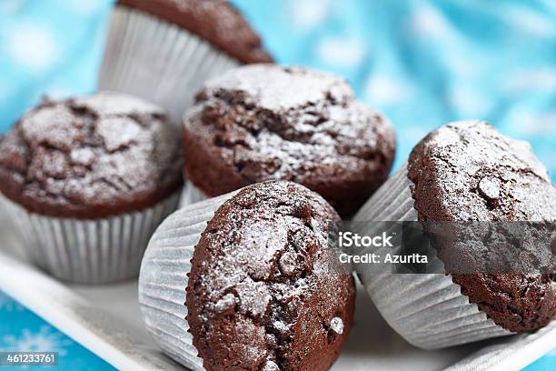 Chocolate Muffins Stock Photo - Download Image Now - Afternoon Tea, Backgrounds, Baked