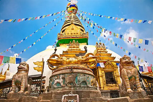 Stupa in Swayambhunath  Monkey temple in Kathmandu, Nepal.