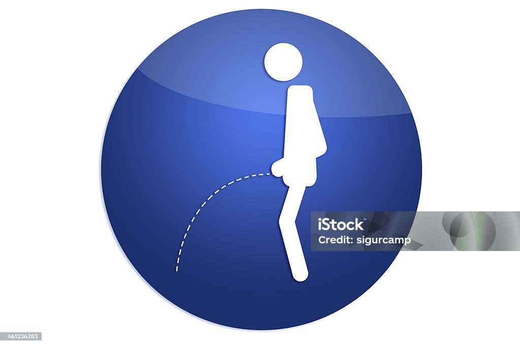 Toilette Symbol-Mann Urinieren. - Lizenzfrei Bedienungsknopf Stock-Illustration