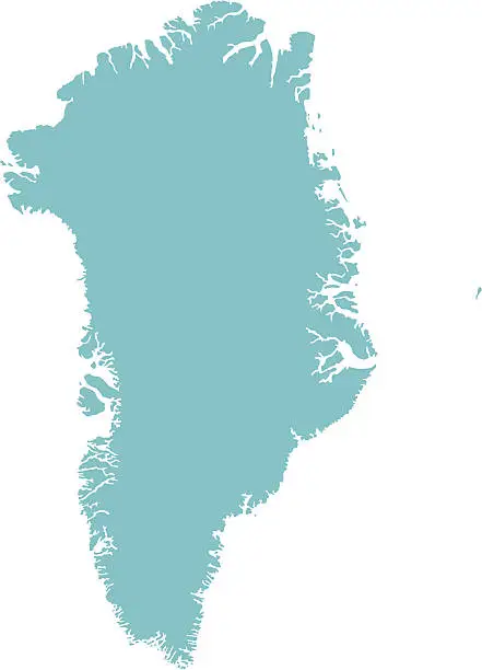 Vector illustration of A teal graphic of Greenland, isolated on a white background