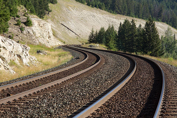 De pista dupla no nível de Vista de Trem - foto de acervo