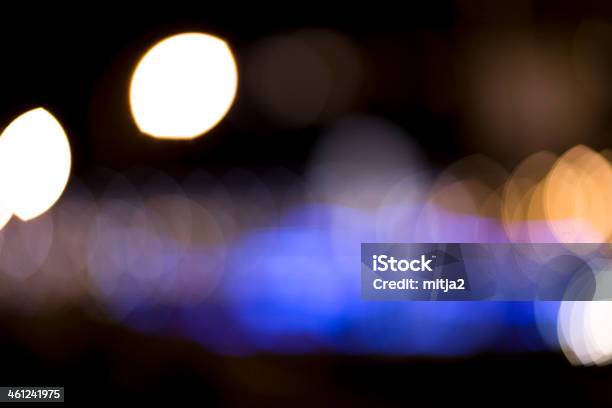 Bokeh Defocused Lights Stock Photo - Download Image Now - Backgrounds, Black Background, Blue