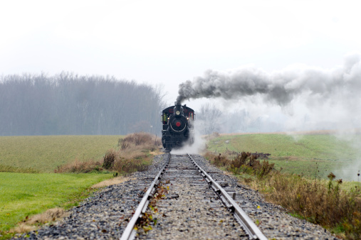 Steam Locomotive Coming Down the Track