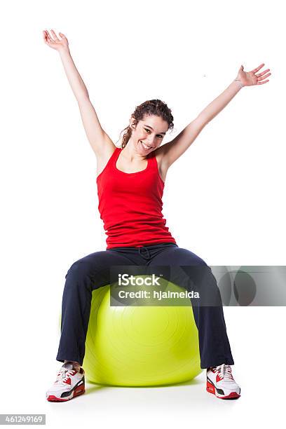 Sport Woman With A Pilate Ball Stock Photo - Download Image Now - 20-29 Years, Activity, Adult