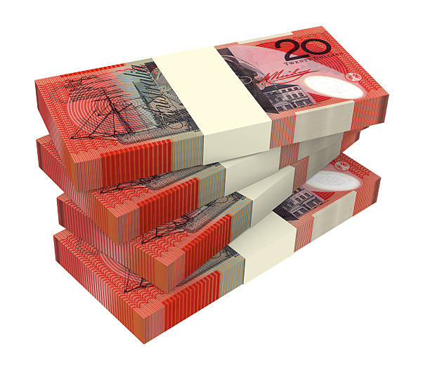 istock Four stacks of Australian dollars on white background 461260571