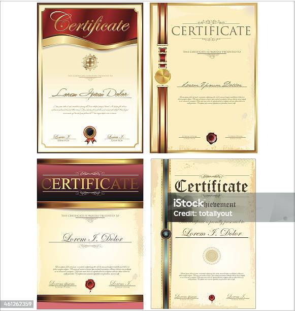 Certificate Template Set Stock Illustration - Download Image Now - Achievement, Antique, Award