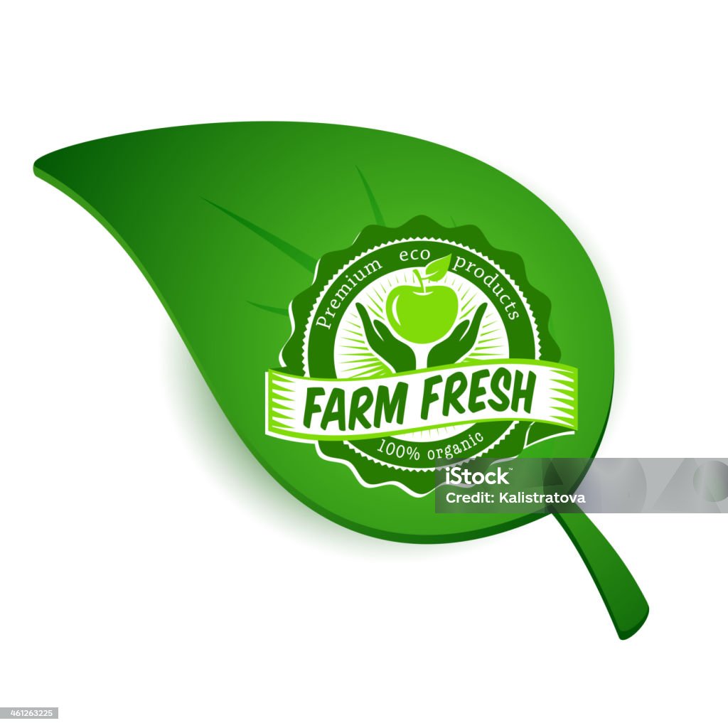 Etiqueta de hoja verde con eco - arte vectorial de Alimento libre de derechos